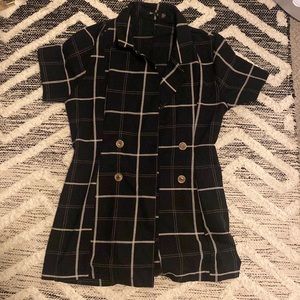 Black plaid skirt jumpsuit